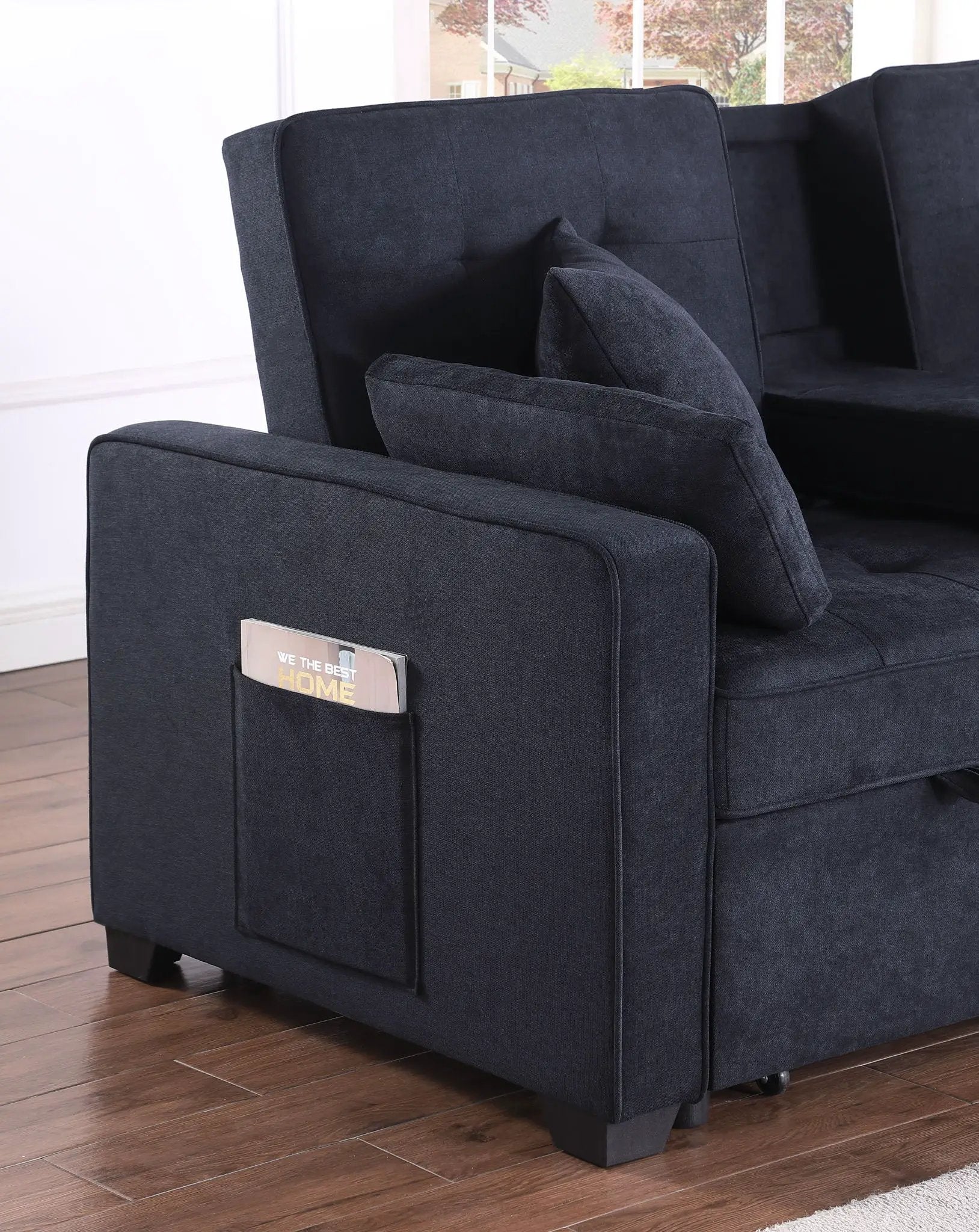 Cody II - 69.5"W Woven Fabric Convertible Sleeper Loveseat with Cup Holder by HouseOfZazla
