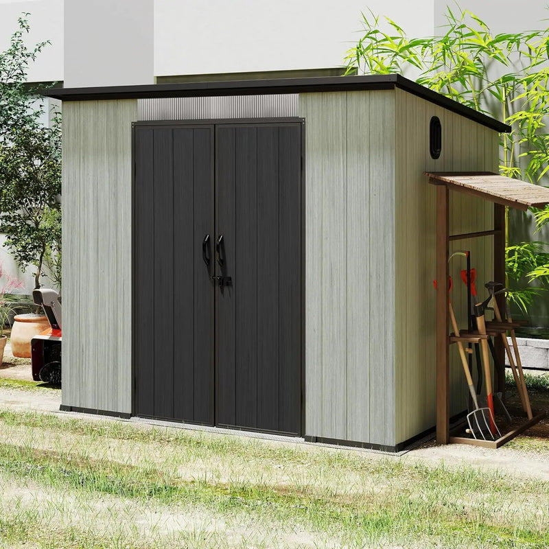 6x8FT Outdoor Resin Storage Shed with Transparent Windows & Louvered Vents by HouseOfZazla