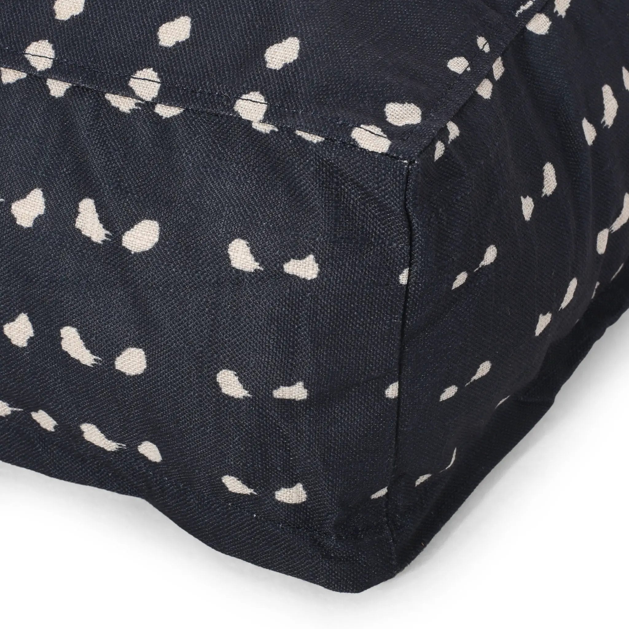 Dalm - Fabric Square Pouf Ottoman With Polystyrene Beads Filling - Dark Blue / White by HouseOfZazla
