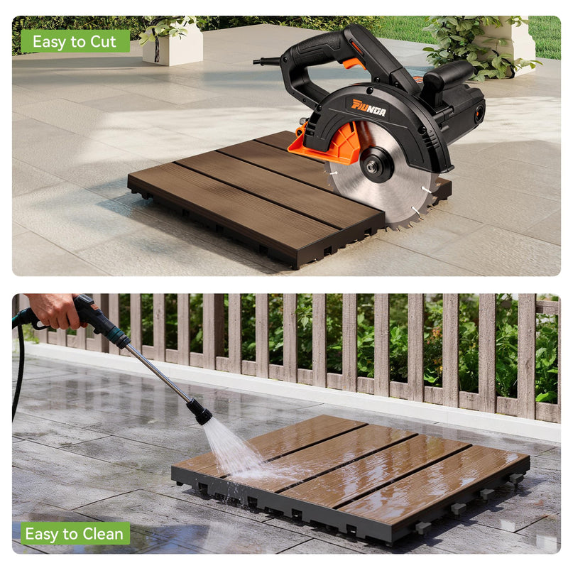 44 Pcs Interlocking Deck Tiles 12" x 12" HDPE Outdoor Flooring by HouseOfZazla