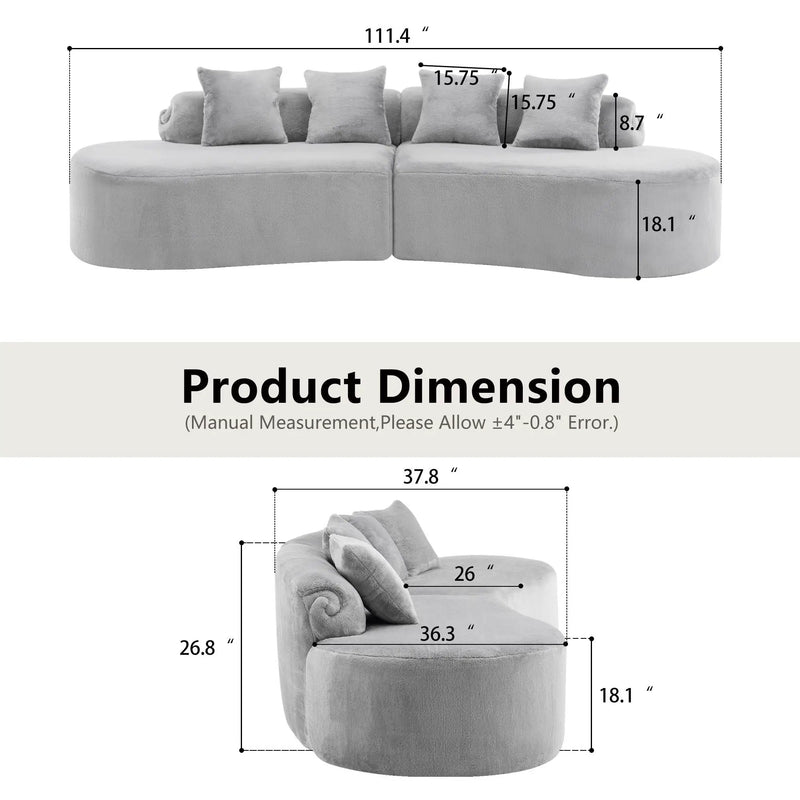Modern Curved Sofa With Pillows by Unique Piece Furniture