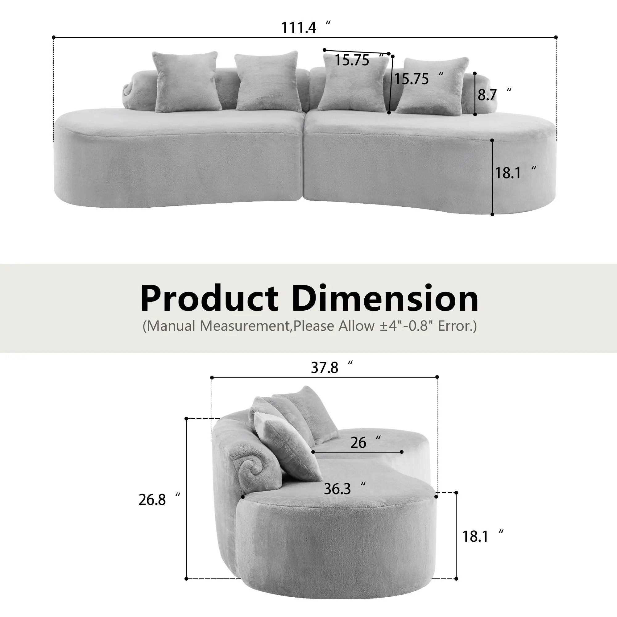 Modern Curved Sofa With Pillows by HouseOfZazla