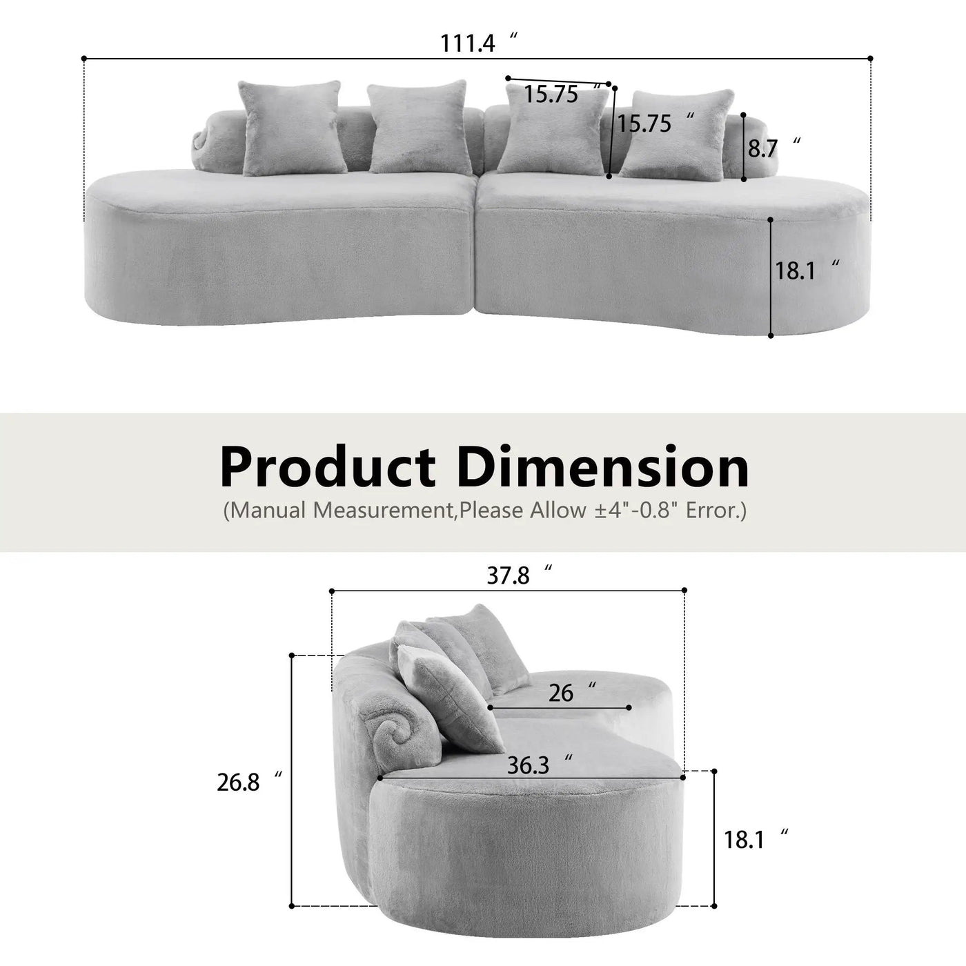 Modern Curved Sofa With Pillows by Unique Piece Furniture