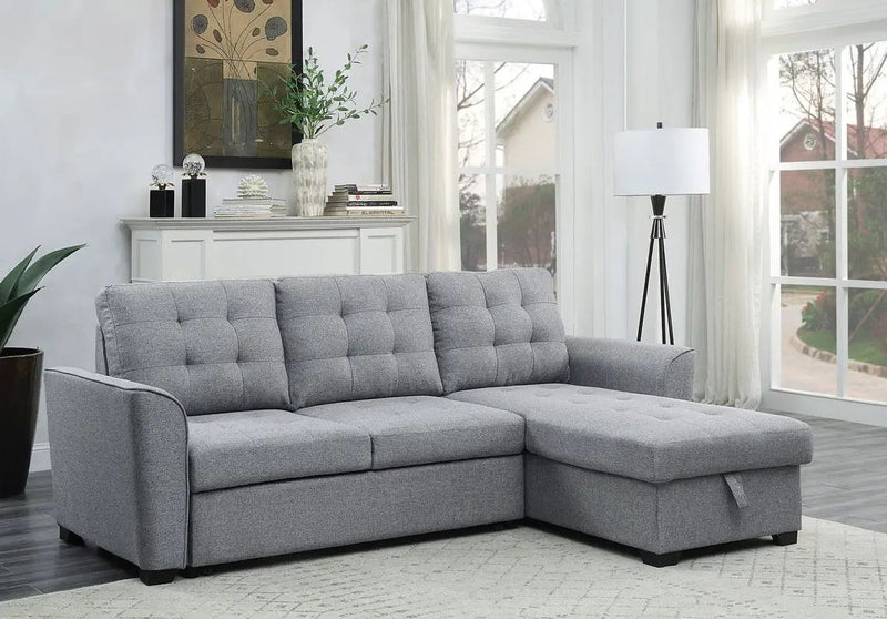Avery - Sleeper Sectional Sofa With Reversible Storage Chaise - Light Gray by HouseOfZazla