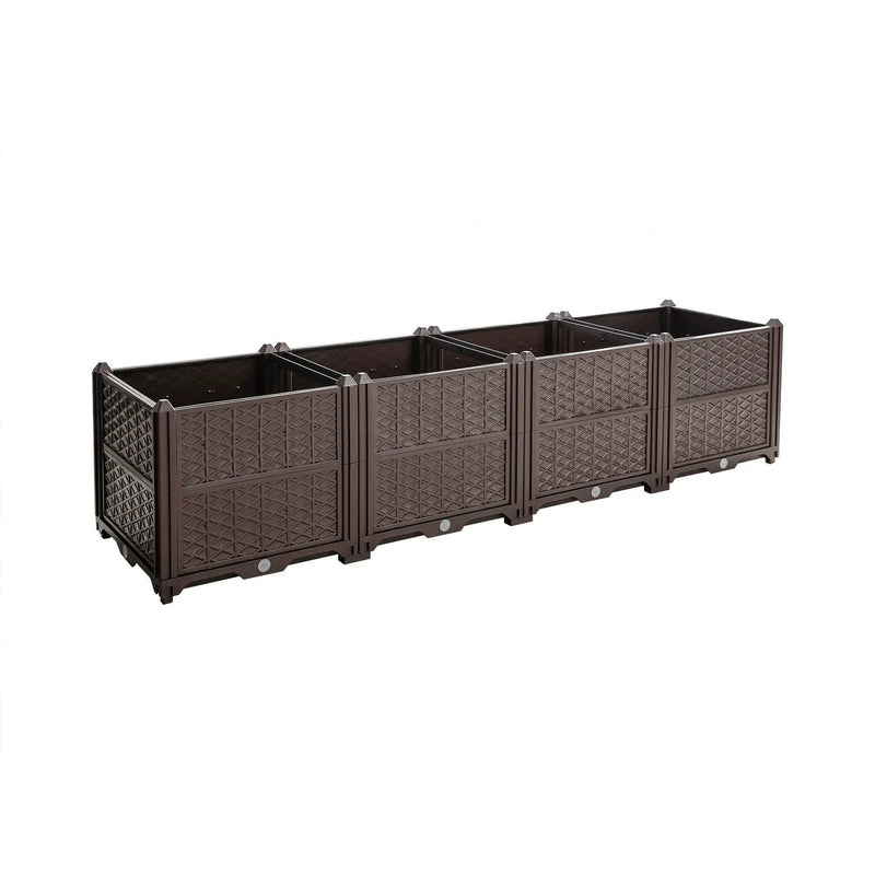Indoor / Outdoor Rectangular Plastic Planting Box Kit For Vegetables, Herbs, Flowers & Succulents, Coffee, Polypropylene, 62.80" - Coffee by HouseOfZazla