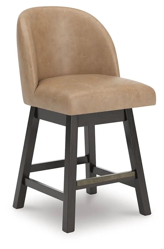 Neymorton - Upholstered Swivel Faux Leather Barstool (Set of 2) - Dark Grayish Brown by Unique Piece Furniture