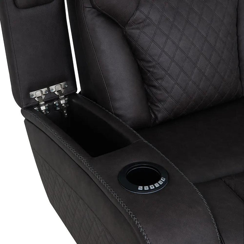 Wendell - Power Motion Loveseat With Console, Wireless Charger, Storage, USB & LED - Dark Gray by Unique Piece Furniture