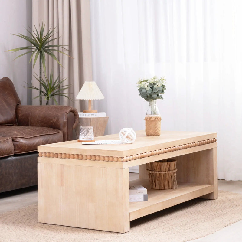 Modern Coffee Table With Beaded Trim by Unique Piece Furniture