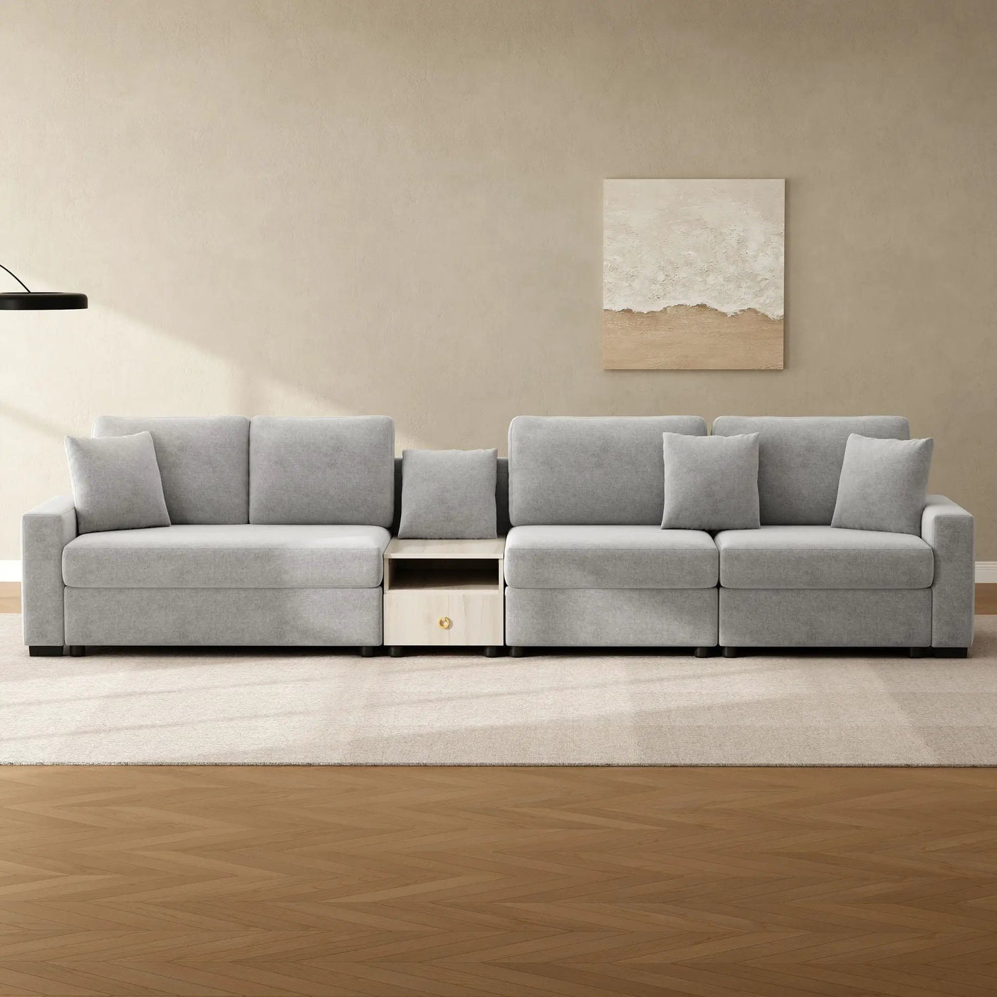 Modular Sofa Couch With Storage Armrest And Center Console by HouseOfZazla