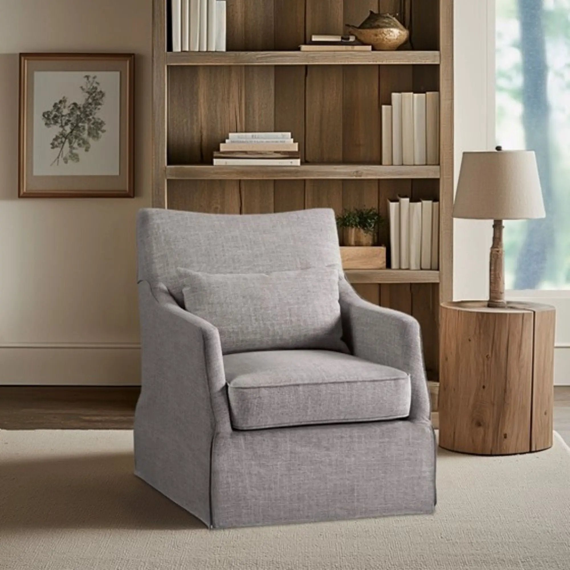 Traditional Design London Skirted Swivel Chair by Unique Piece Furniture