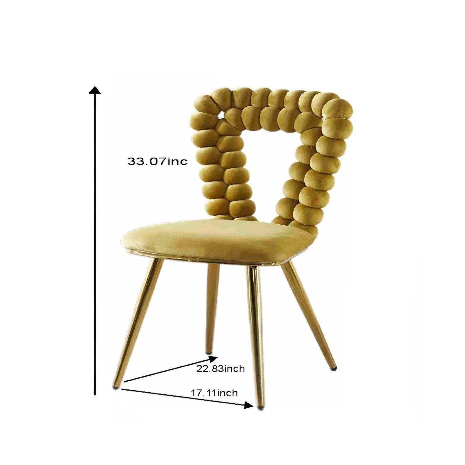 Modern Chair With Iron Tube Legs, Soft Cushions And Comfortable Backrest, Suitable For Dining Room, Living Room, Cafe, Hairball Back by Unique Piece Furniture