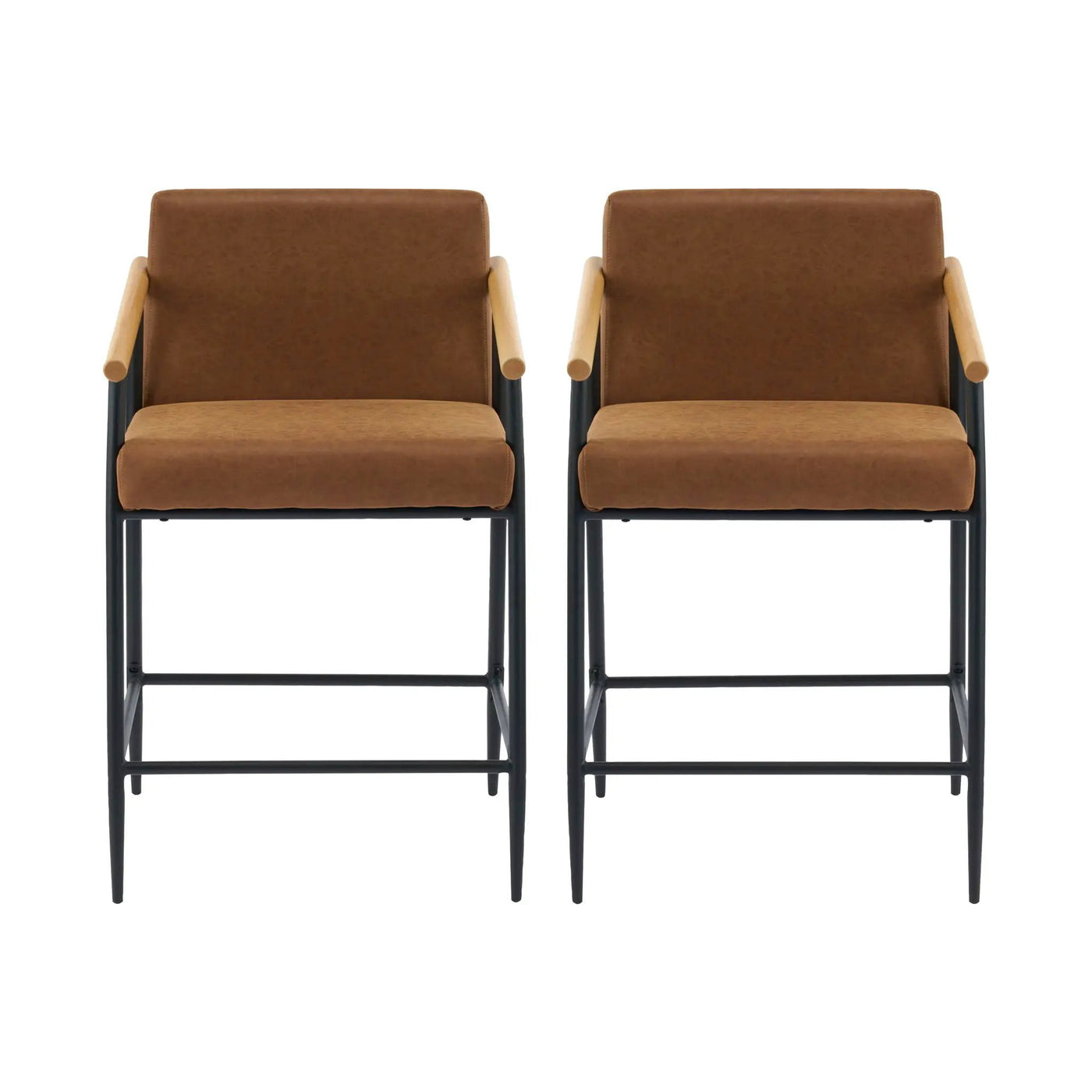 Mid Century Modern Counter Stool Set With Iron Frame by HouseOfZazla
