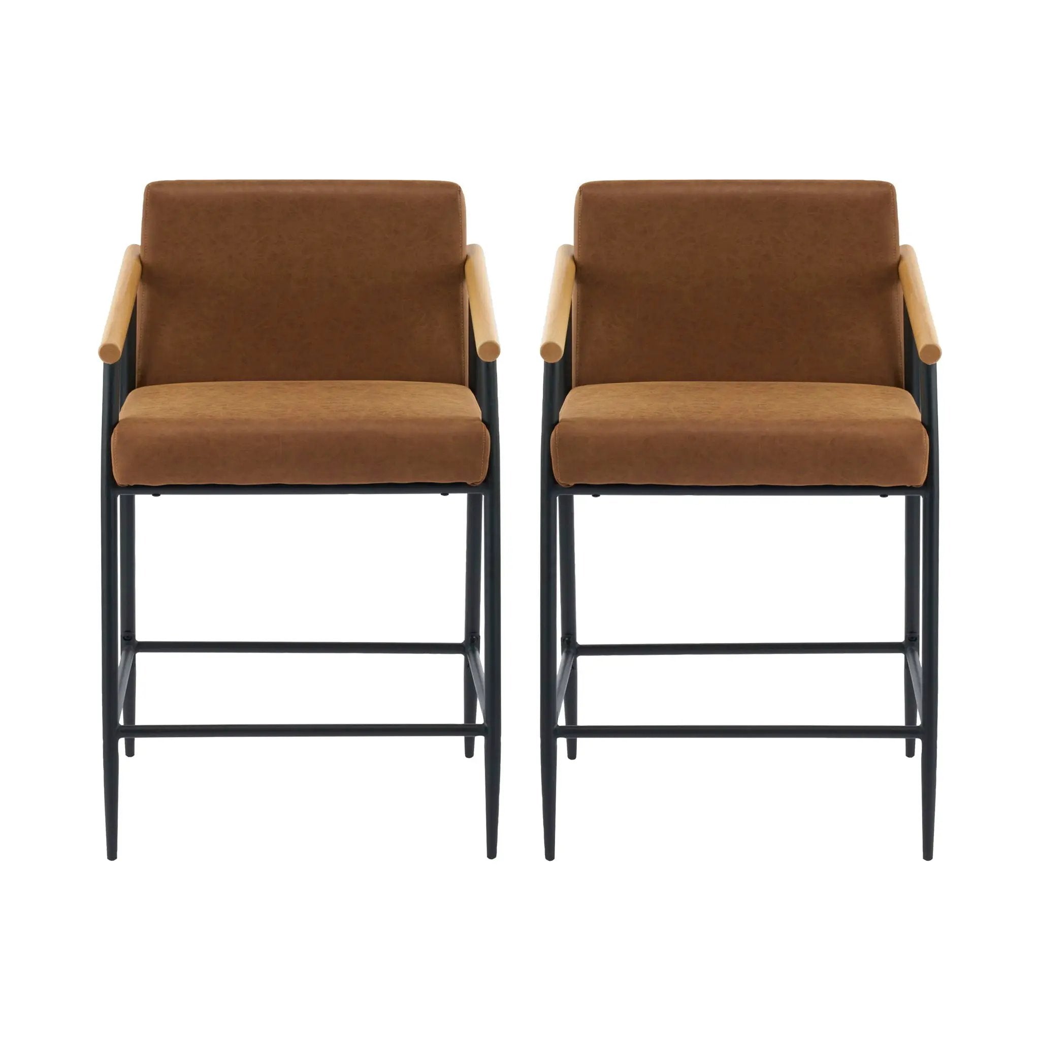Mid Century Modern Counter Stool Set With Iron Frame by HouseOfZazla