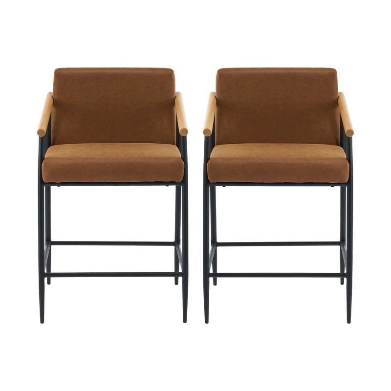 Mid Century Modern Counter Stool Set With Iron Frame by HouseOfZazla
