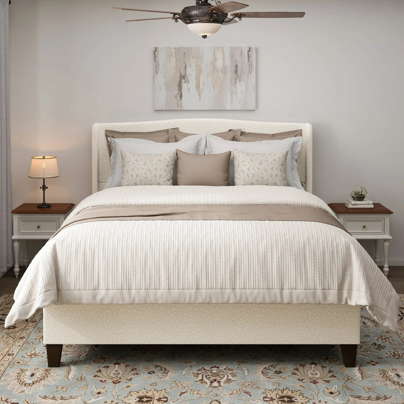 King Size Bed Frame with Upholstered Teddy Velvet Headboard by HouseOfZazla
