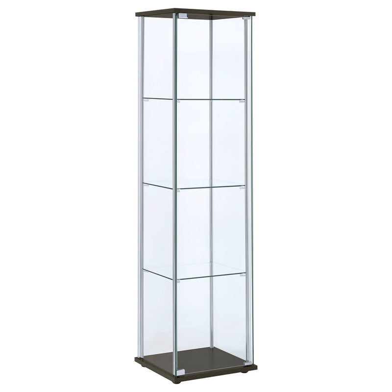 Bellatrix 3-shelf Clear Glass Curio Cabinet Cappuccino by Unique Piece Furniture