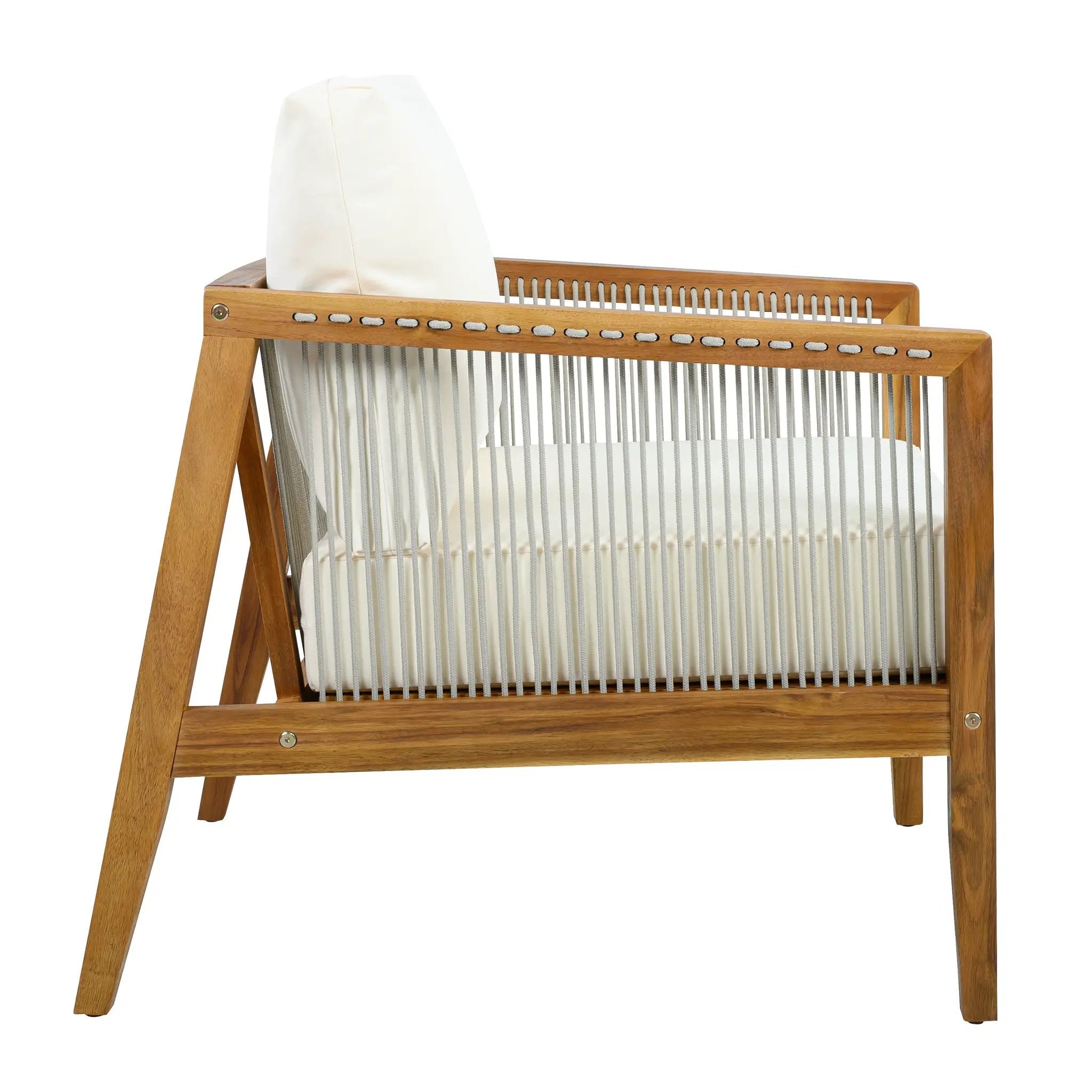 Outdoor Club Chair (Set of 1) - Acacia Wood Frame with Rope Back by HouseOfZazla