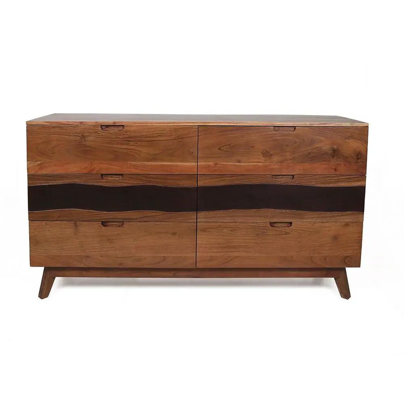 Sierra 6 Drawer Sideboard, Wood Credenza / Cabinets / Chests / Nightstands - Natural Wood / Brown by HouseOfZazla
