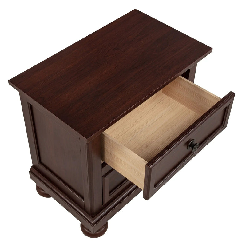 1 Piece Nightstand, 2 Drawer Storage Bedroom Furniture - Brown / Cherry by HouseOfZazla