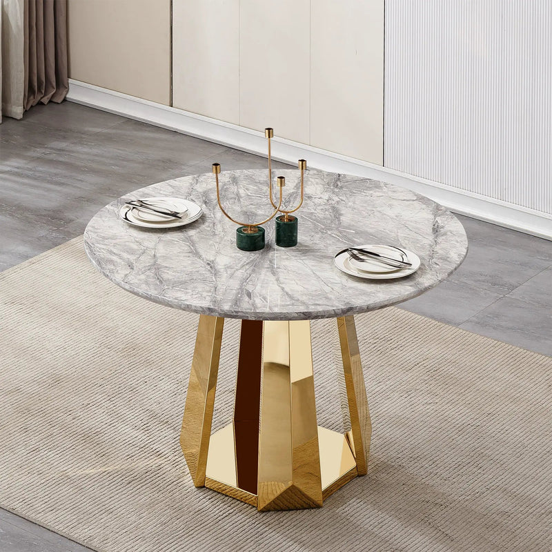 47" Round Marble Dining Table by HouseOfZazla