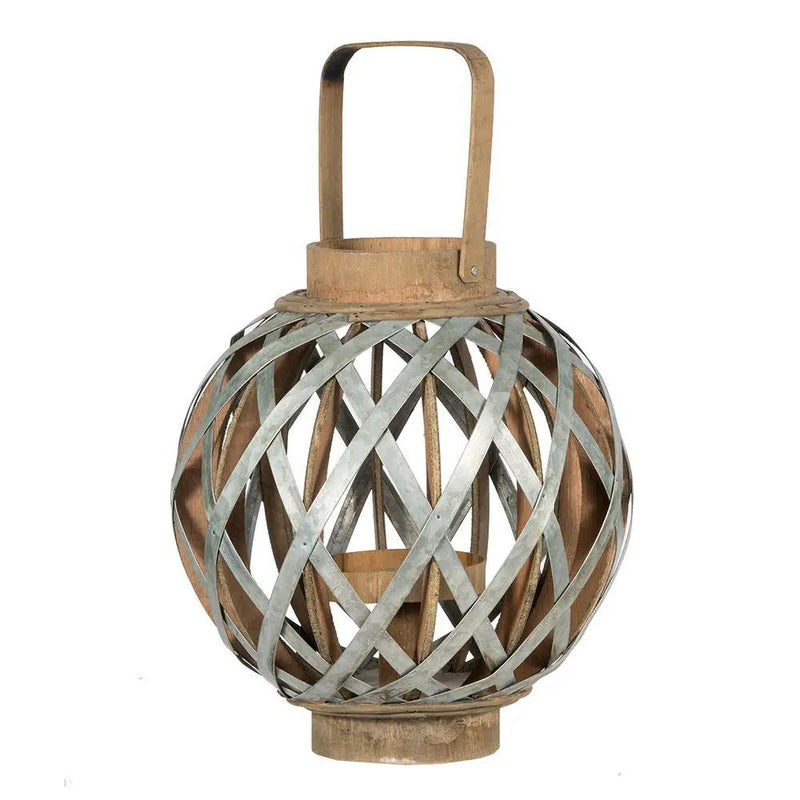 Decorative Lantern With Handle, Wooden Lantern For Indoor Outdoor, Home Garden, Wedding - Silver by Unique Piece Furniture