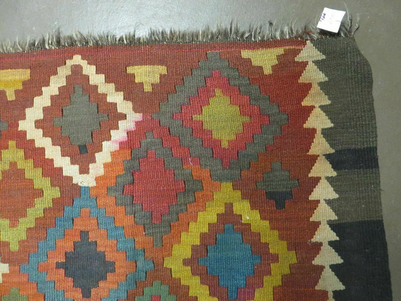 7' X10' Antique Afghan Kilim Handmade Flat Weave Wool Rug Vegy Organic Colorful by Jewel Rugs