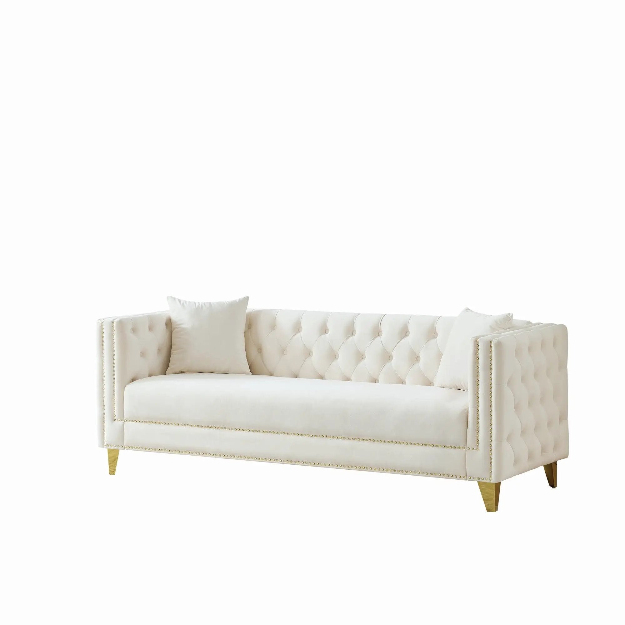 3 Seater Deep Seat Sofa, Sofa With Button Nailhead, Square Arm by Unique Piece Furniture