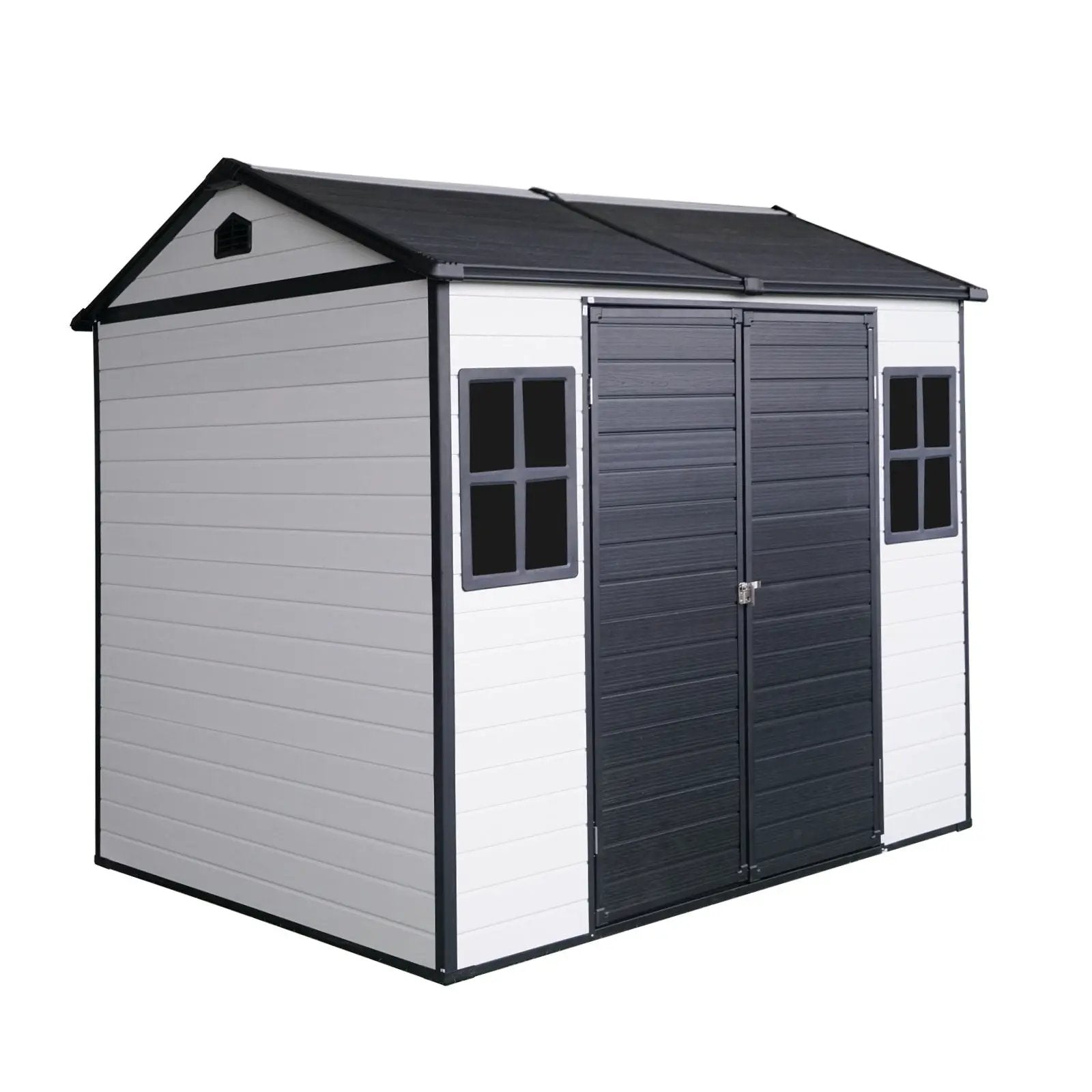 Resin Outdoor Storage Shed With Two - Window And Double - Door, Plastic Shed With Floor For Gargen, Patio, Yard, Lawn by HouseOfZazla