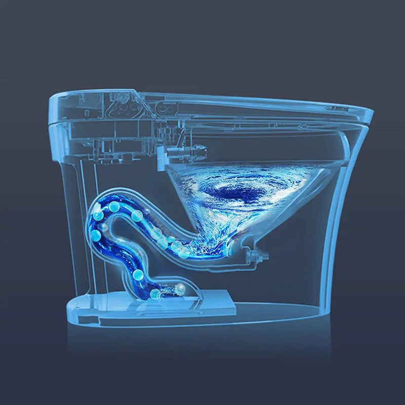 Smart Toilet Bidet Combo With Self-Cleaning Nozzle, Upmarket Compact Dual Flush Toilet 1 / 1.28 Gpf, Tank Less Toilet With Foot Sensor Flush - White Night Light by HouseOfZazla