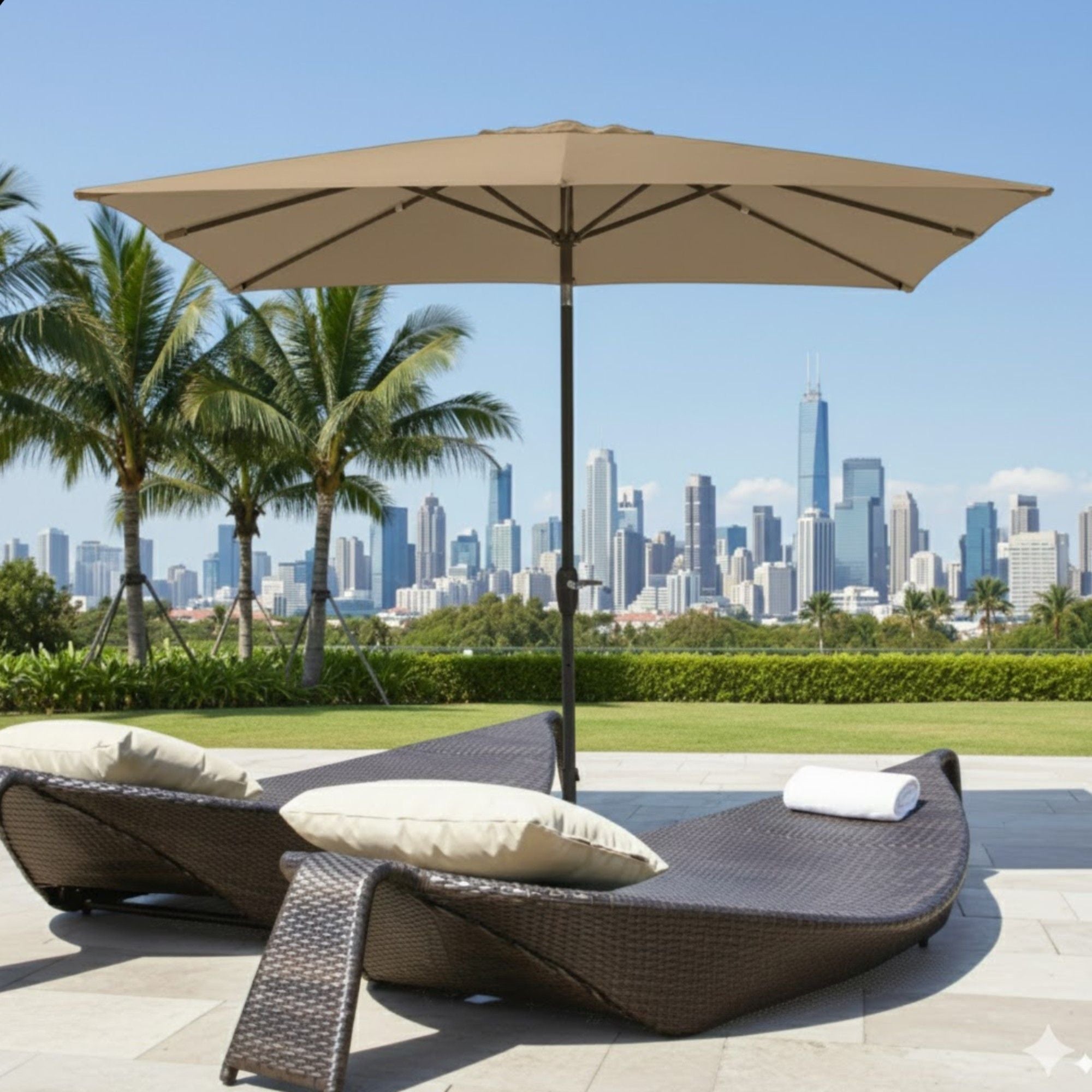Rectangular Patio Umbrella With Crank Tilt, Polyester UV-Resistant Canopy by HouseOfZazla