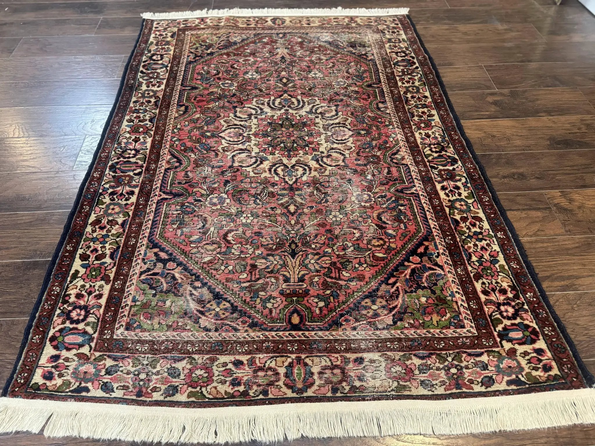 Antique Persian Malayer Rug 4'7" x 6'6" – 1920s Tribal Red Wool Carpet by Jewel Rugs