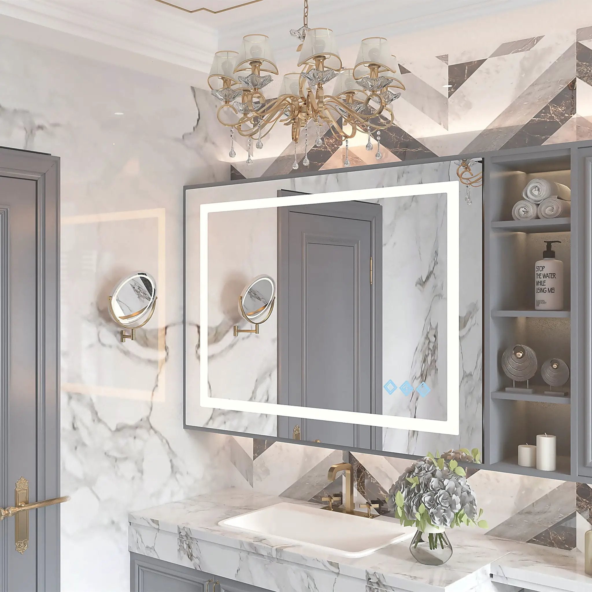 3000-6000K LED Bathroom Mirror With Lights, Anti-Fog Dimmable Lighted Wall Mounted Vanity Mirror Master Bath Modern Makeup (Only Mirrors, Not Cabinets) Horizontal & Vertical by Unique Piece Furniture