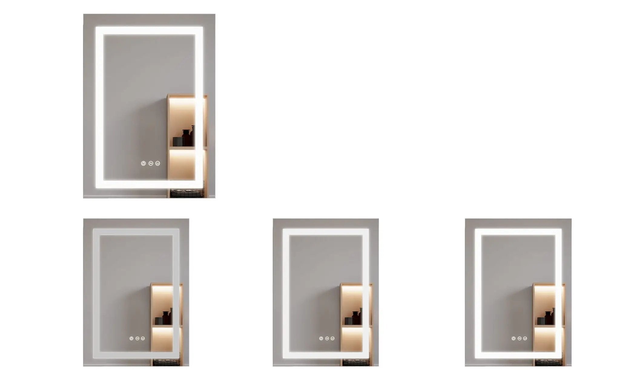 Bathroom Medicine Cabinet With LED Mirror, Anti-Fog, Waterproof, 3000K~6000K Single Door Lighted Bathroom Cabinet With Touch Swich by Unique Piece Furniture