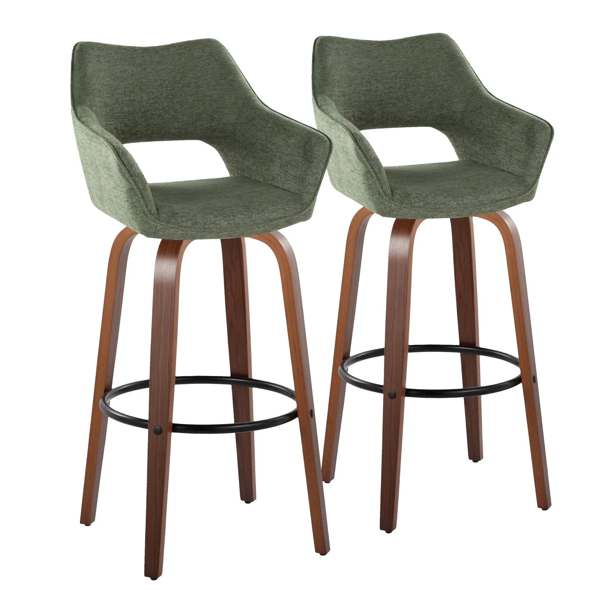 Mustang - Contemporary Fixed Height Barstool With Swivel & Round Footrest (Set of 2) by Unique Piece Furniture