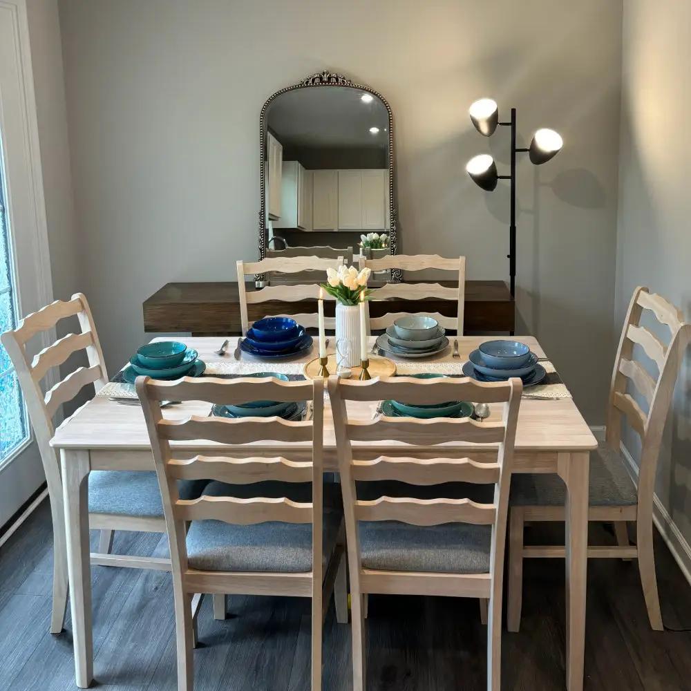 ACTU Farmhouse Dining Table Set with Upholstered Chairs for 4–6 by ACTU FURNITURE