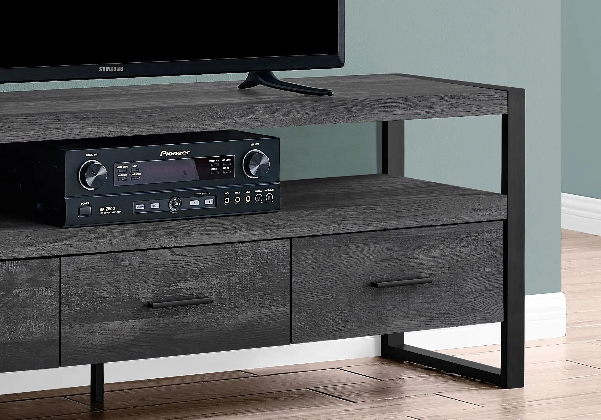 TV Stand, Console, Media Entertainment Center, Storage Solution Drawers - Black by Unique Piece Furniture