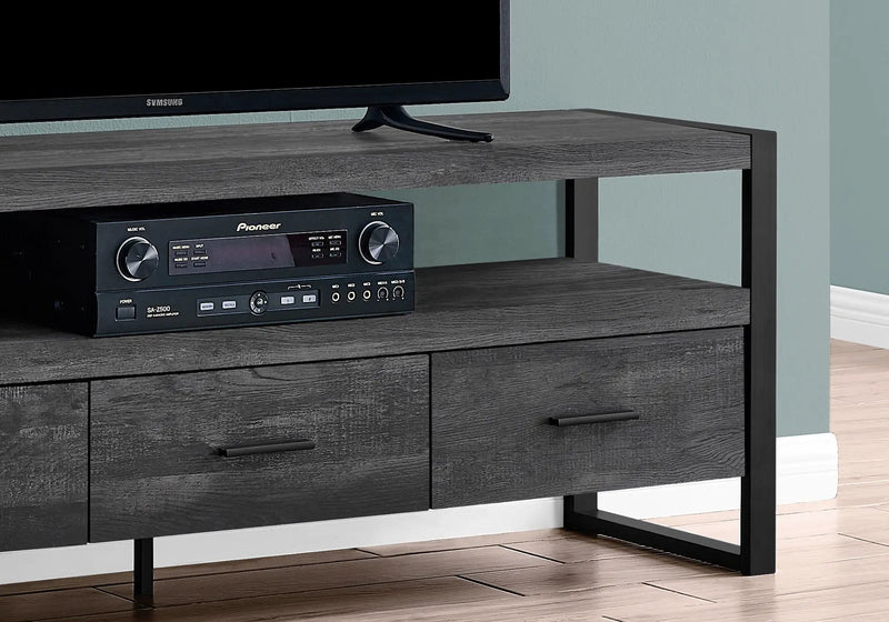 TV Stand, Console, Media Entertainment Center, Storage Solution Drawers - Black by Unique Piece Furniture