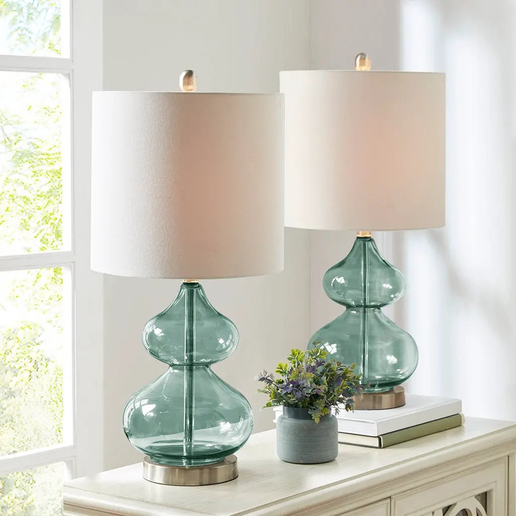 Ellipse Curved Glass Table Lamp, Set of 2 by HouseOfZazla