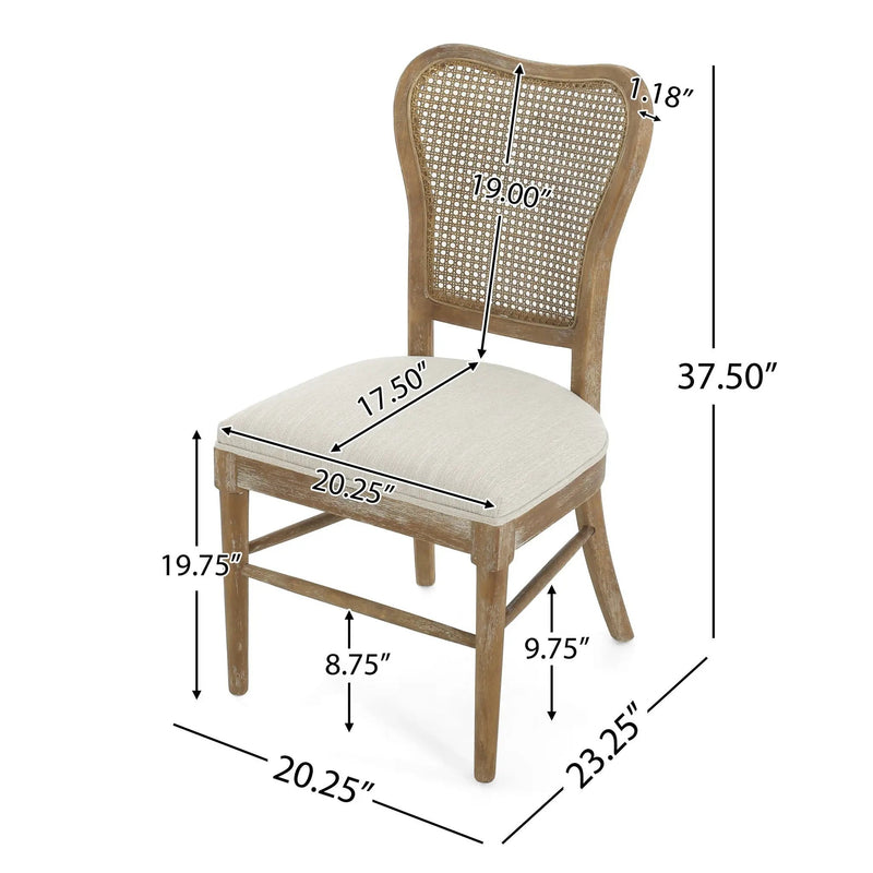 Classic Retro Dining Chair (Set of 2) With Rattan Backrest - Dark Brown / Beige by HouseOfZazla
