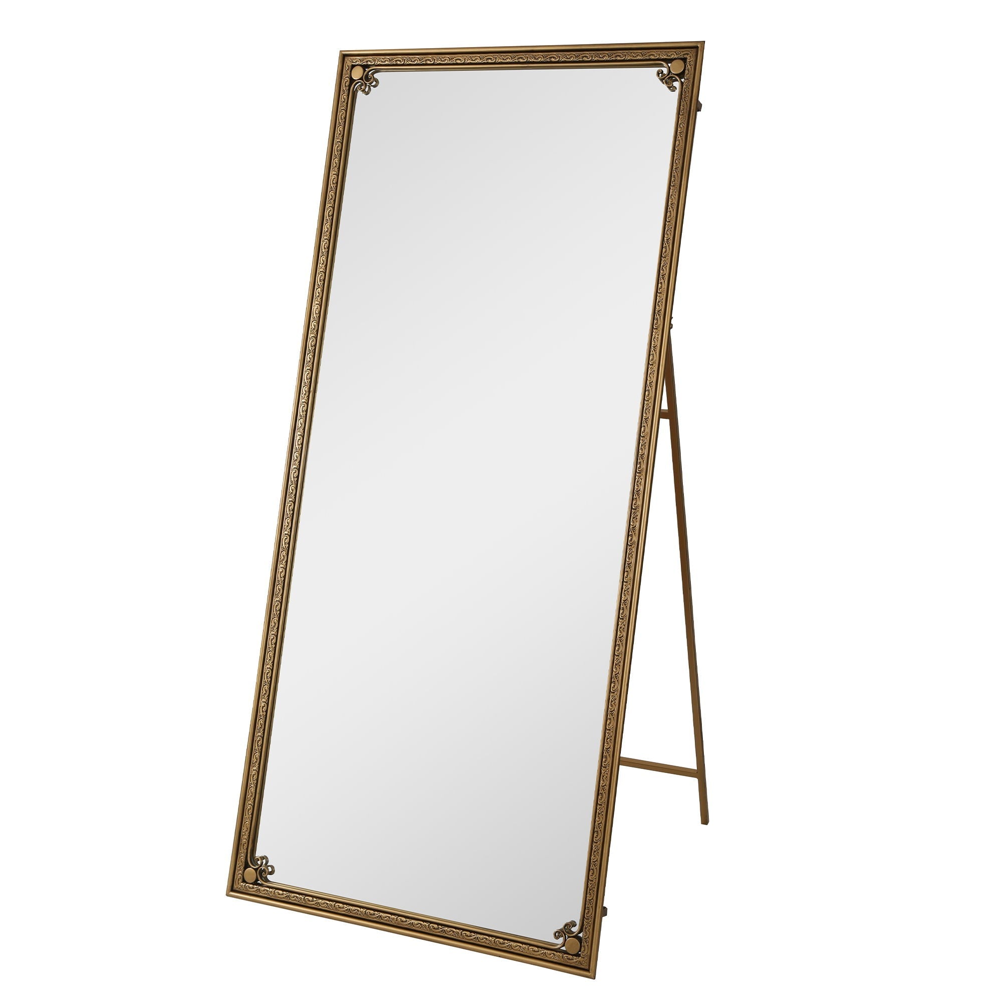 Full Length Mirror With Stand, Floor Standing Dressing - Antique Gold by HouseOfZazla
