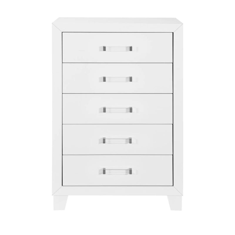 OMODA White 5 Drawer Modern Chest by HouseOfZazla