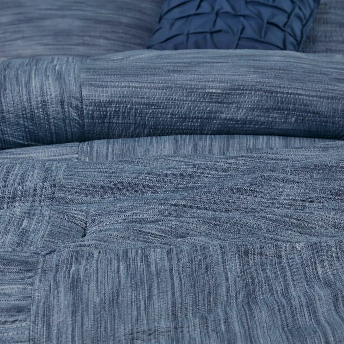 7 Piece Printed Seersucker Comforter Set Navy King by HouseOfZazla
