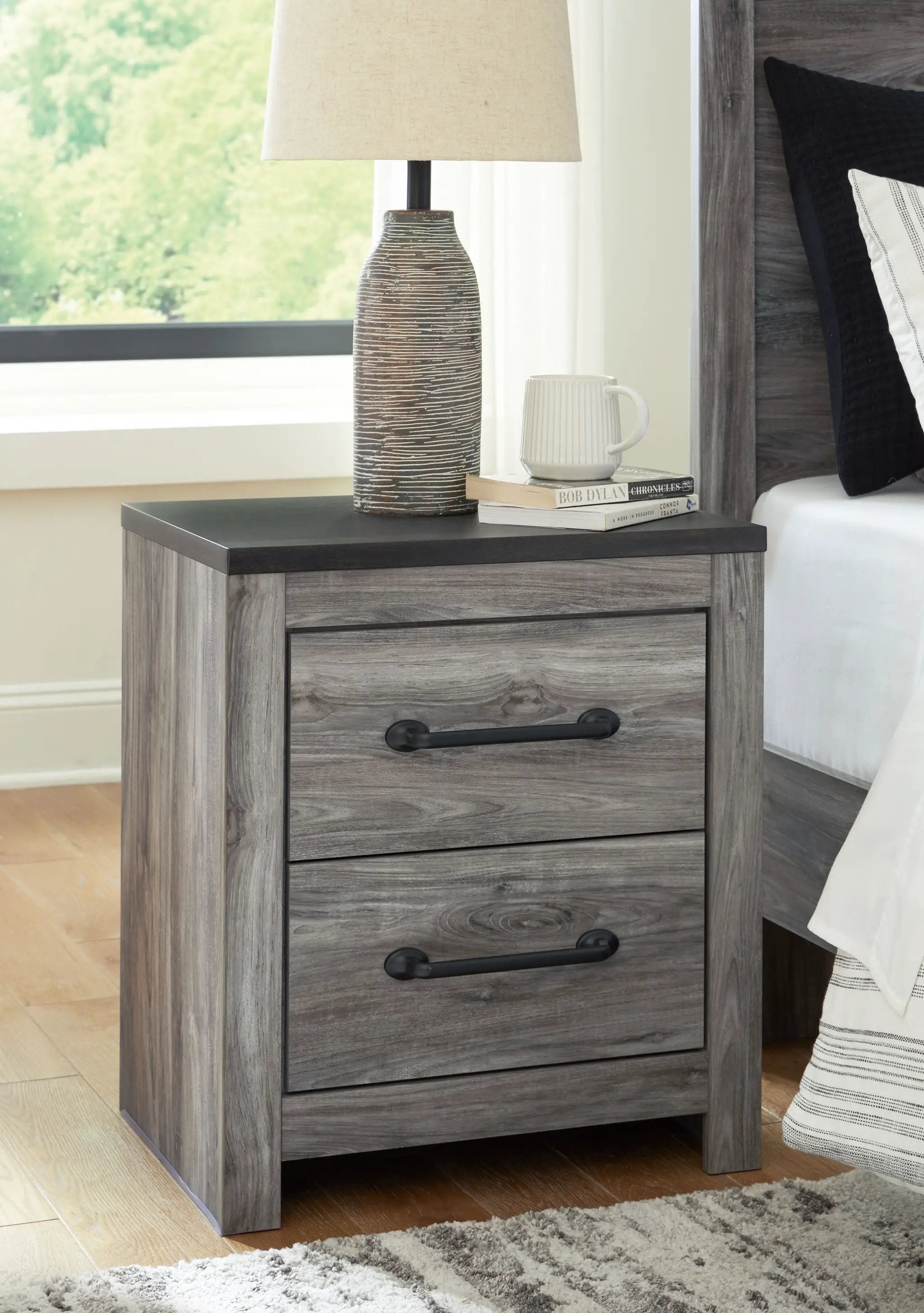 Bronyan - Two Drawer Night Stand - Dark Gray by Unique Piece Furniture
