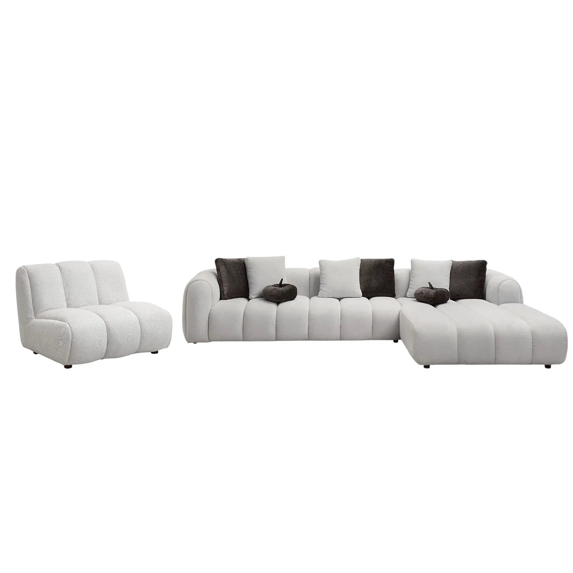 Manilla - Sectional Sofa With Chair - Ivory White by Unique Piece Furniture