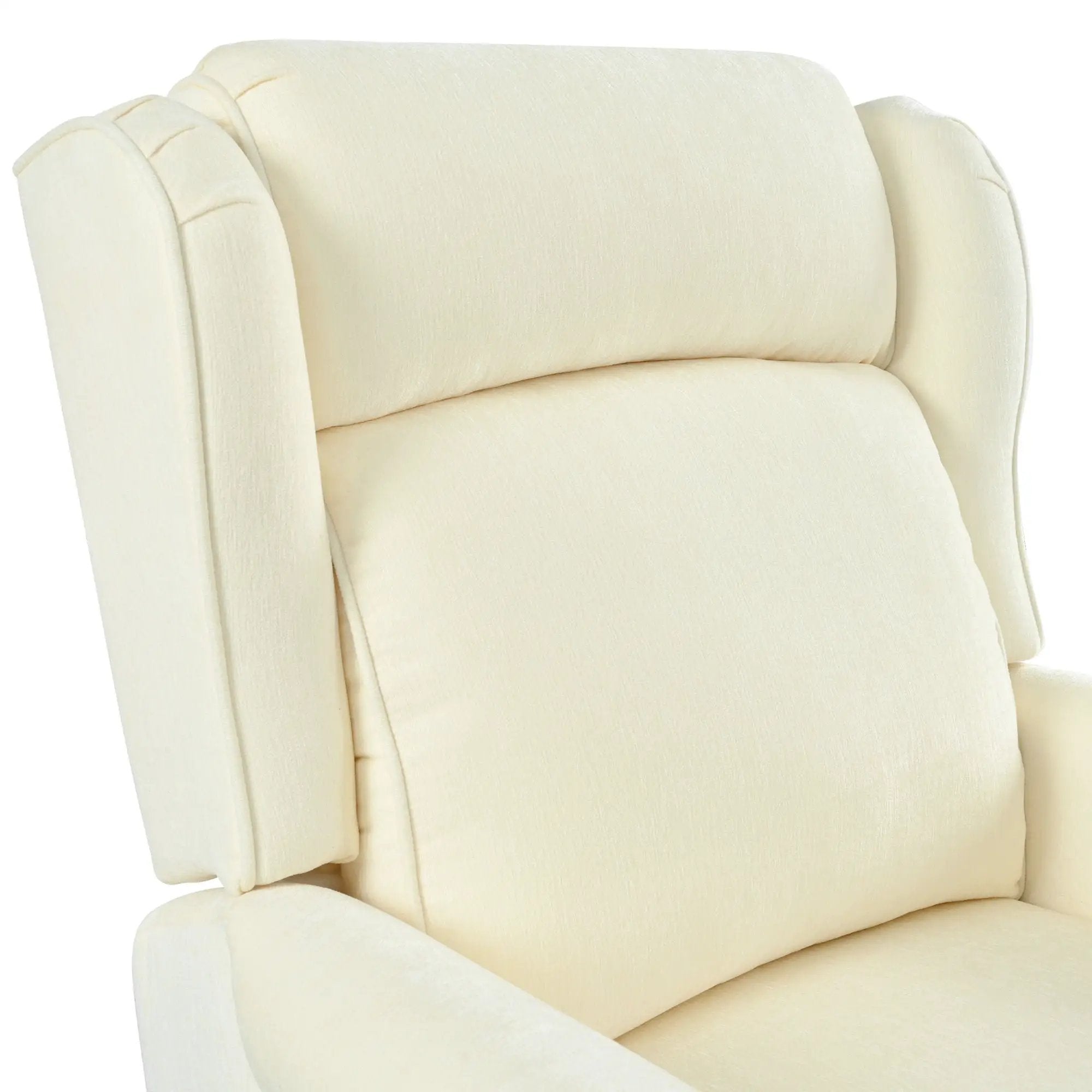 Push Back Recliner Chair Upholstered With Classic Wing Back And Solid Gourd-Shaped Legs