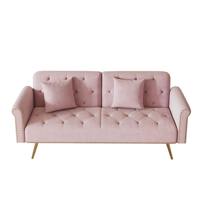 Luxurious Sofa Bed With Nail Head Trim And Matching Pillow by Unique Piece Furniture