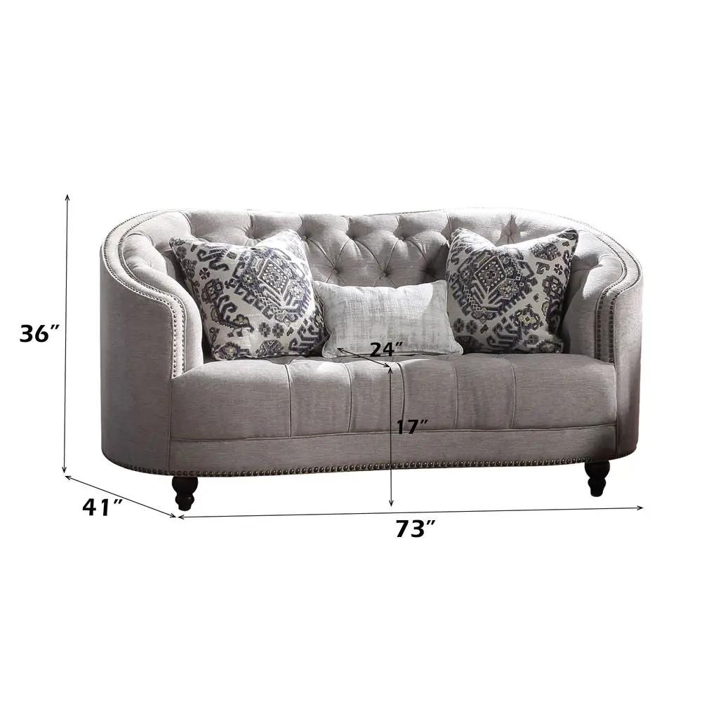 Saira - Loveseat With 3 Pillows - Light Gray Fabric by Unique Piece Furniture