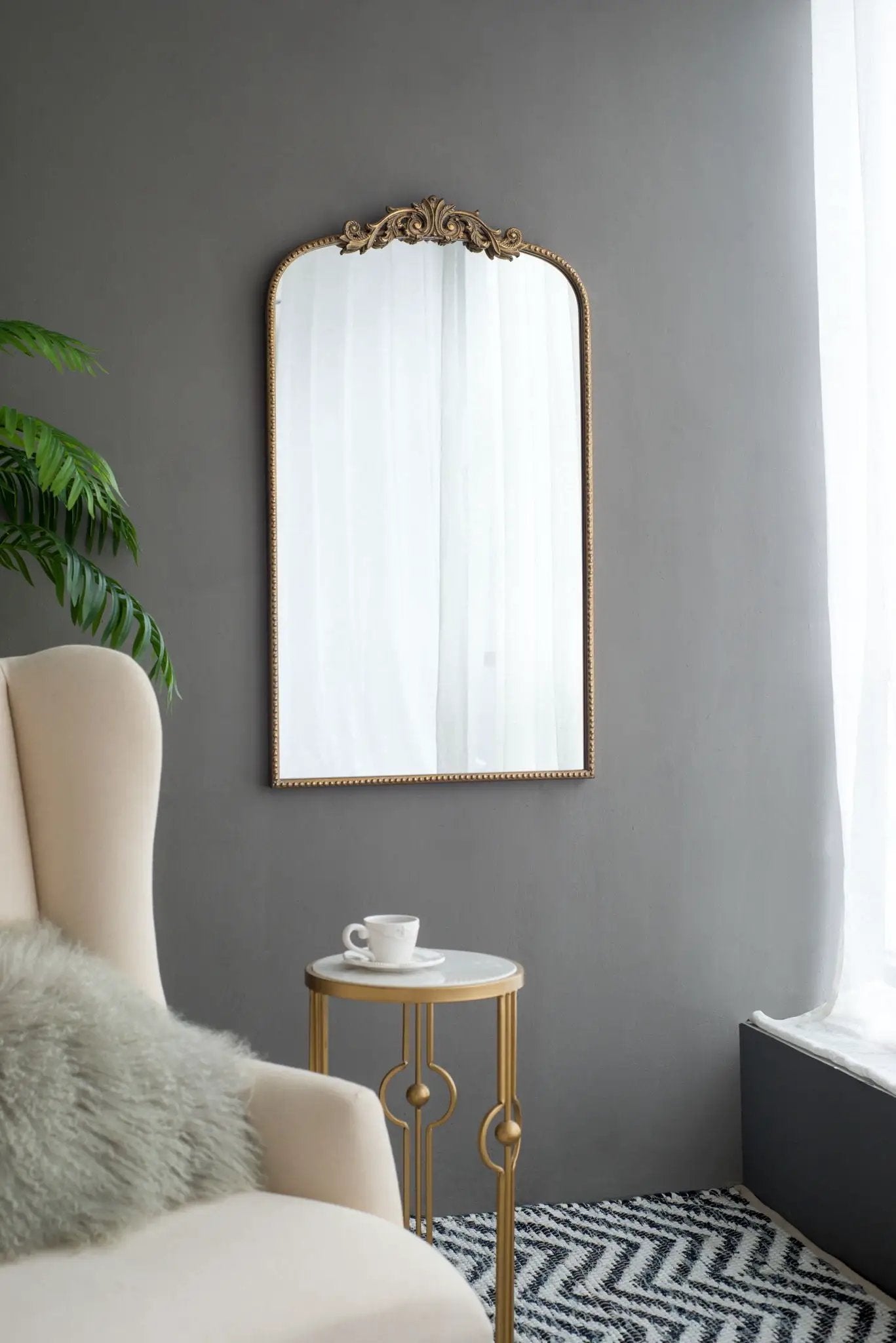 Arch Mirror, Baroque Inspired Wall Decor For Bathroom, Bedroom, Living Room by Unique Piece Furniture