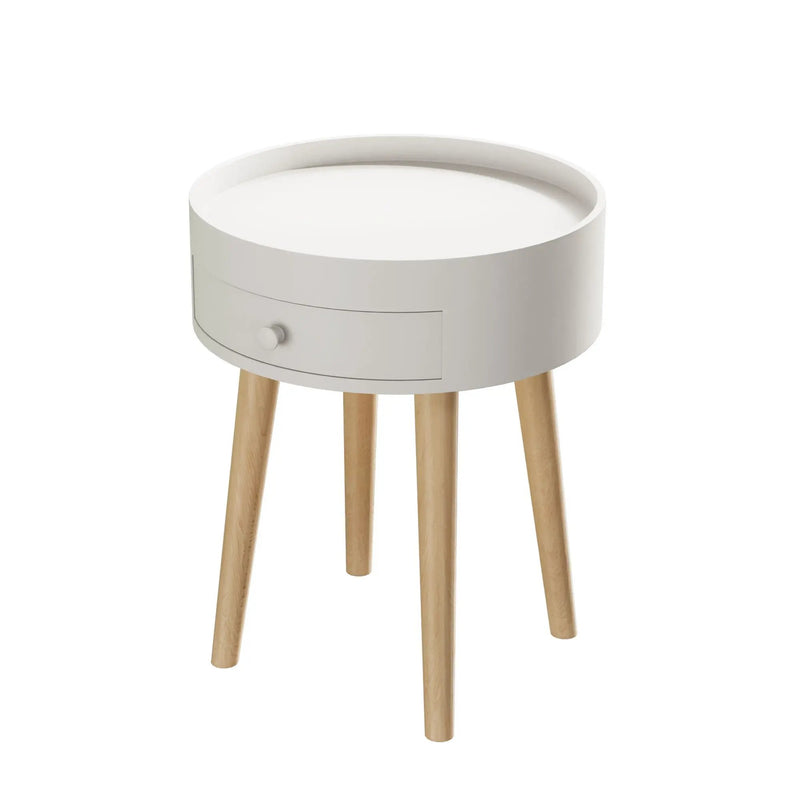 Nightstand With Storage Drawer, Bedside Table For Bedroom - White by HouseOfZazla