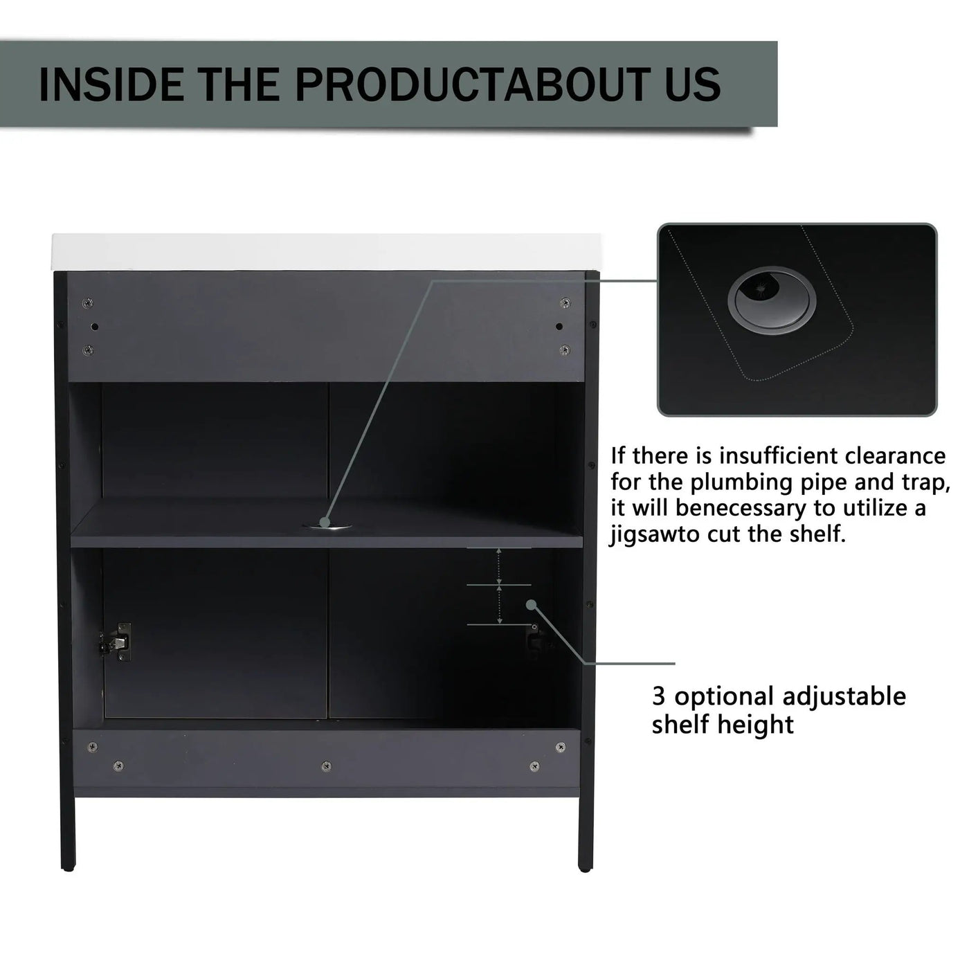 Modern Freestanding Bathroom Vanity With Resin Sink & Soft Close Cabinet Doors by Unique Piece Furniture